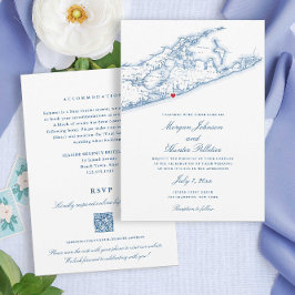 Invitación Boda RSVP de código QR de Hamptons Beach todo en u
