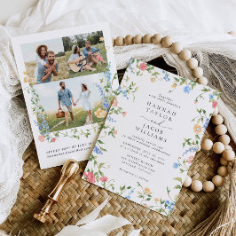 Invitación Boda RSVP de código QR de la foto de una flor silv