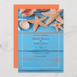 Invitación Boda RSVP de código QR de la playa de Turquesa y C