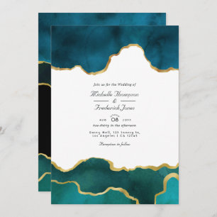 Invitación Boda RSVP de código QR de prueba de Geode verde az