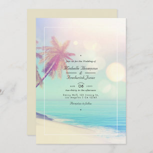 Invitación Boda RSVP de código QR de Summer Beach Bokeh