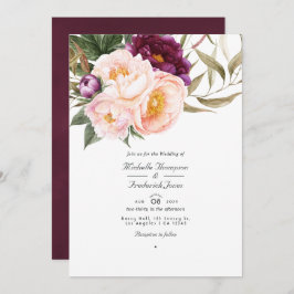 Invitación Boda RSVP de código QR floral de plumas y hojas