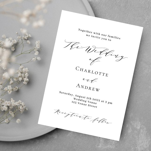 Invitación Boda RSVP de código QR formal clásico blanco negro (Subido por el creador)