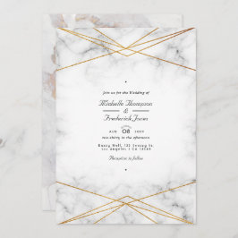 Invitación Boda RSVP de código QR geométrico de mármol de oro