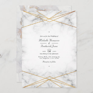 Invitación Boda RSVP de código QR geométrico de mármol de oro