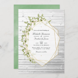 Invitación Boda RSVP de código QR geométrico de vegetación ru