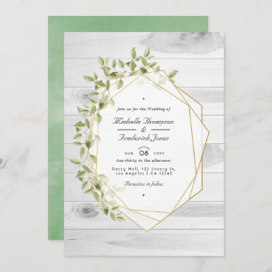 Invitación Boda RSVP de código QR geométrico de vegetación ru