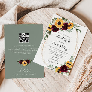 Invitación Boda RSVP de código QR para girasol y Rosas rusos