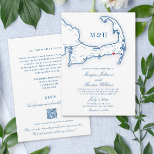 Invitación Boda RSVP de código QR todo en uno de Cape Cod
