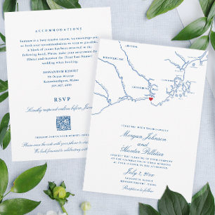 Invitación Boda RSVP de código QR todo en uno de Kennebunkpor
