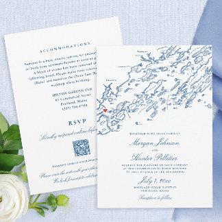Invitación Boda RSVP de código QR todo en uno de Portland Mai