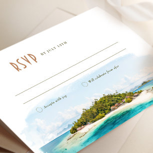Invitación Boda RSVP de Fiji Insertar destino