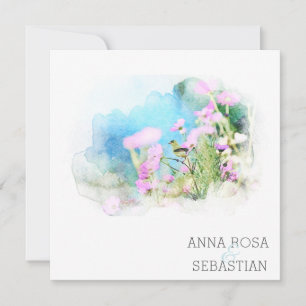 Invitación *~* Boda RSVP de FOTO de la Flor de aves AR12 QR