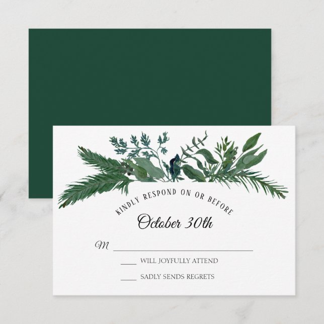 Invitación Boda RSVP de la hoja de follaje de los bosques de  (Anverso / Reverso)