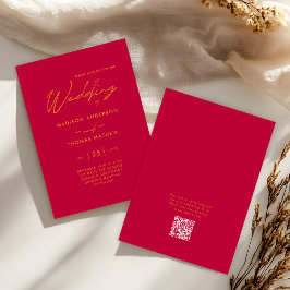 Invitación Boda RSVP de la tipografía moderna de oro magenta 