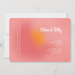 Invitación Boda RSVP de Naranja rosa de degradado retro moder