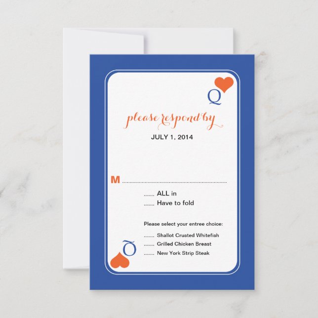 Invitación Boda RSVP de Queen of Hearts Deck of Cards (Anverso)