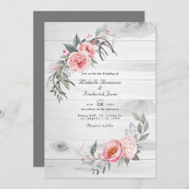 Invitación Boda RSVP del código QR de floral de boho rosa rus