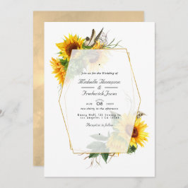 Invitación Boda RSVP del código QR de girasoles geométricos d