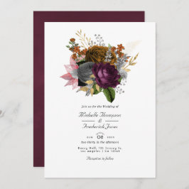 Invitación Boda RSVP del código QR floral vintage de otoño