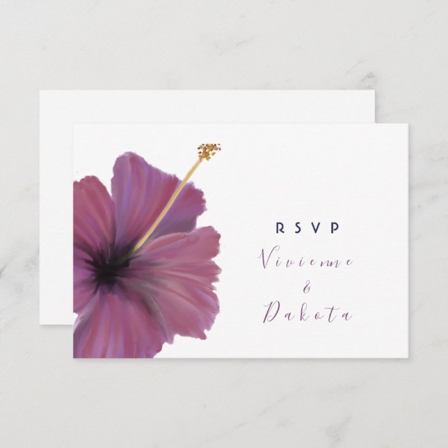 Invitación Boda RSVP floral tropical (Anverso / Reverso)