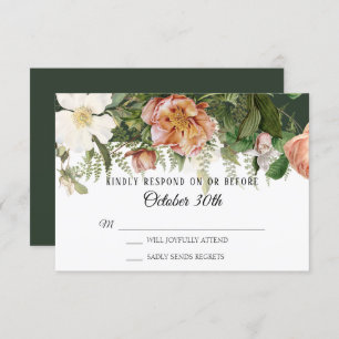 Invitación Boda RSVP Forest Rubor Rosa de Marfil Peony Ferns
