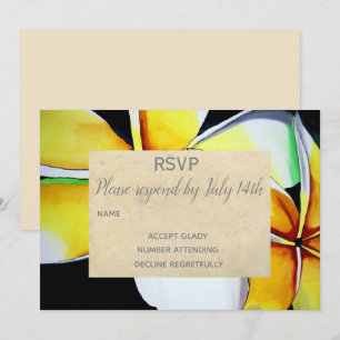 Invitación Boda RSVP frangipani arte de flores de playa tropi