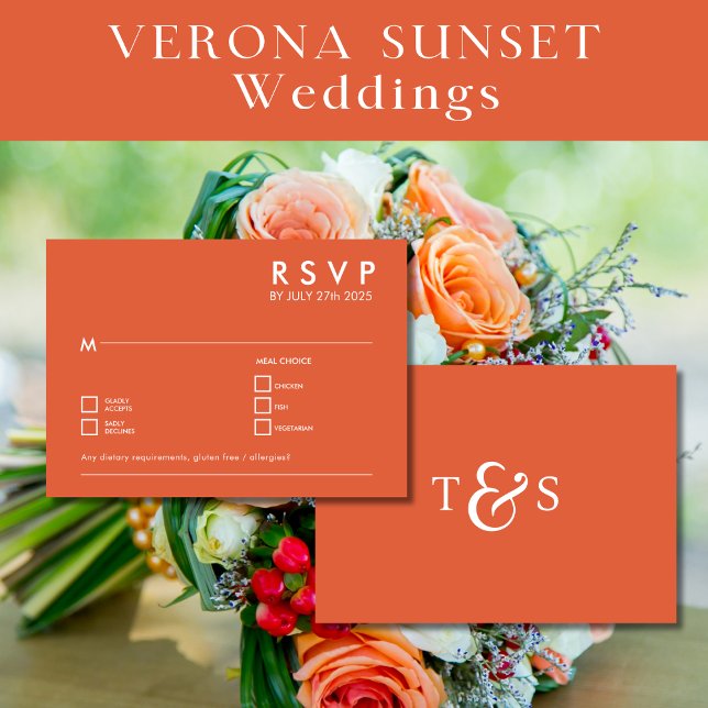Invitación Boda RSVP Gabinete Verona Sunset Naranja (Subido por el creador)