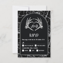 Invitación Boda RSVP Gótico Halloween Skeleton manos corazón