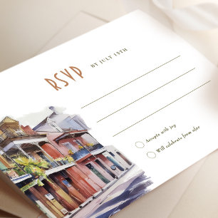 Invitación Boda RSVP Insertar Barrio Francés de Nueva Orleans