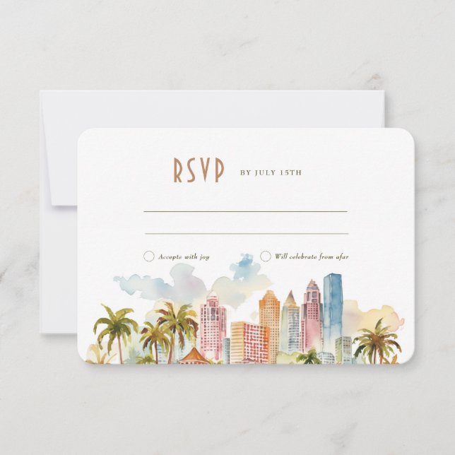 Invitación Boda RSVP Insertar Miami Beach (Anverso)