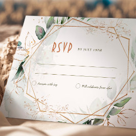 Invitación Boda RSVP Insertar Rústico Verde y Oro
