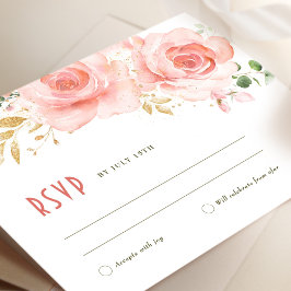 Invitación Boda RSVP Insertar Verde y Rubor Romántico