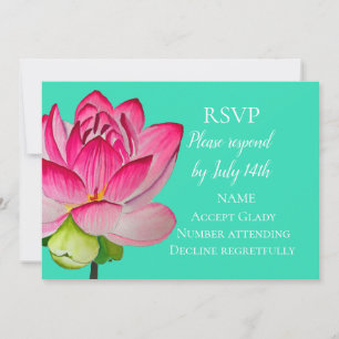 Invitación Boda RSVP loto rosa flor acuarela