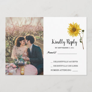 Invitación Boda RSVP, país de foto floral de girasol ruso