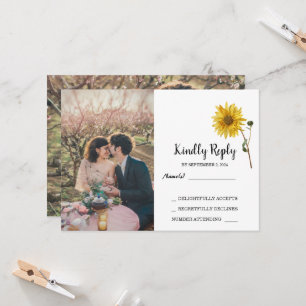 Invitación Boda RSVP, país de foto floral de girasol ruso