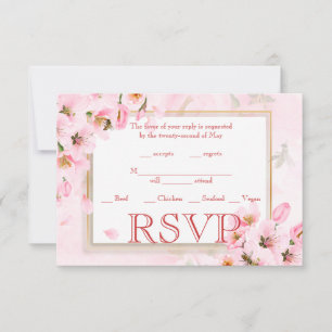 Invitación Boda RSVP Pink Cherry Blossom Card