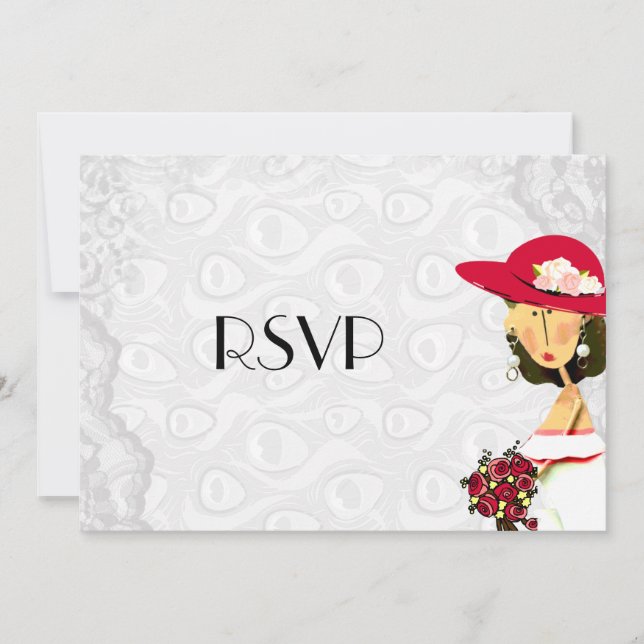Invitación Boda RSVP Plumas de Pavo Real Novia (Anverso)