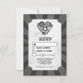 Invitación Boda RSVP Steampunk Boda Hearts Cogs Retro