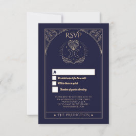 Invitación Boda RSVP Tarot Moon Stars Hearts Responder Card