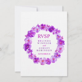 Invitación Boda RSVP violeta floral púrpura vena