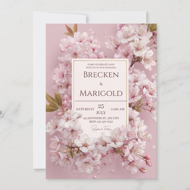 Invitación Boda Rubor Cherry Blossom (Anverso)