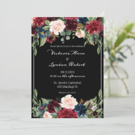 Invitación Boda Rubor de escritura elegante con flores de Bor