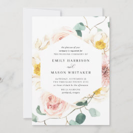 Invitación Boda Rubor de eucaliptos florales y rosas
