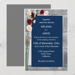 Invitación Boda Rubor de la Marina Verde de los Bosques Rosa 