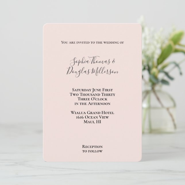 Invitación Boda Rubor de Peach (Anverso de pie)