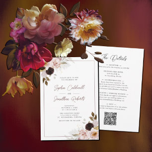 Invitación Boda Rubor de rosas rosas rosas rosas todo en uno 