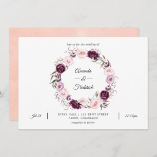 Invitación Boda Rubor de terciopelo rosa y profundo