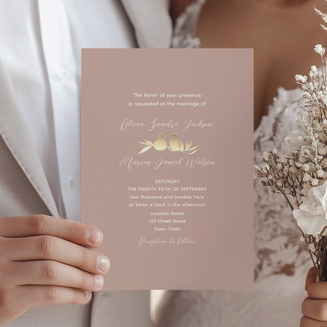 Invitación Boda Rubor Gold Lovebirds (Subido por el creador)