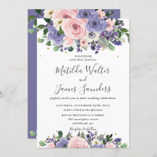 Invitación Boda Rubor Lavender Purple Floral Greenery